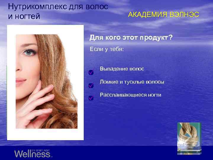 Нутрикомплекс для волос и ногтей АКАДЕМИЯ ВЭЛНЭС Для кого этот продукт? Если у тебя: