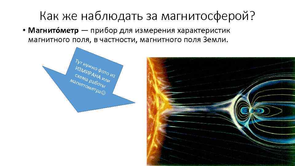 Как же наблюдать за магнитосферой? • Магнито метр — прибор для измерения характеристик магнитного