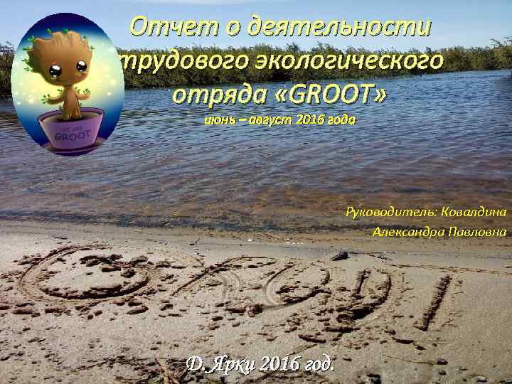Отчет о деятельности трудового экологического отряда «GROOT» июнь – август 2016 года Руководитель: Ковалдина