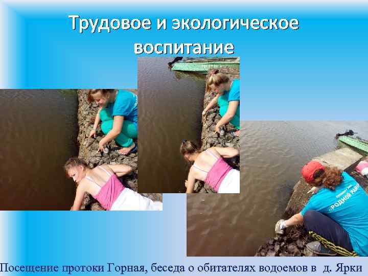 Трудовое и экологическое воспитание Посещение протоки Горная, беседа о обитателях водоемов в д. Ярки