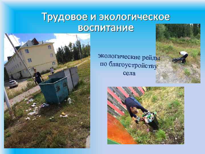 Трудовое и экологическое воспитание экологические рейды по благоустройству села 