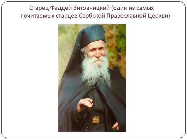 Старец Фаддей Витовницкий (один из самых почитаемых старцев Сербской Православной Церкви) 