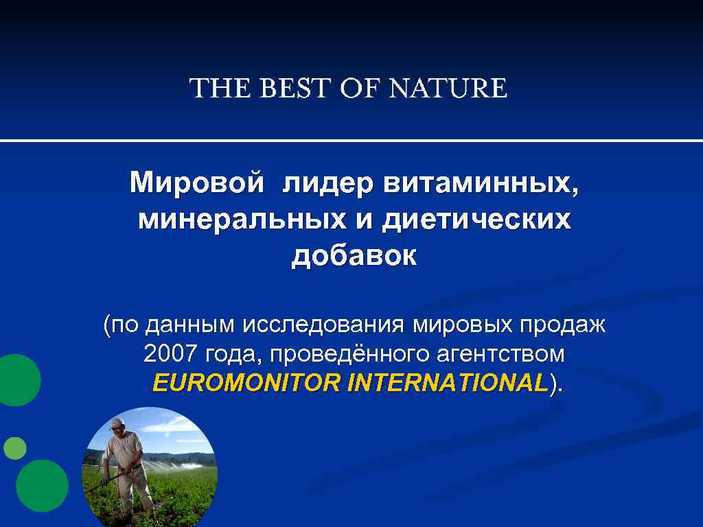 Мировой лидер витаминных, минеральных и диетических добавок (по данным исследования мировых продаж 2007 года,