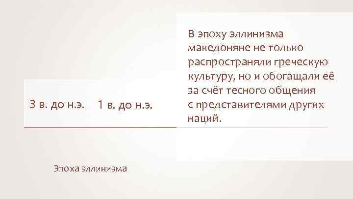 3 в. до н. э. . 1 в. до н. э. Эпоха эллинизма В