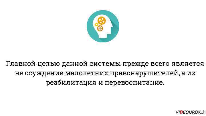 Главной целью данной системы прежде всего является не осуждение малолетних правонарушителей, а их реабилитация