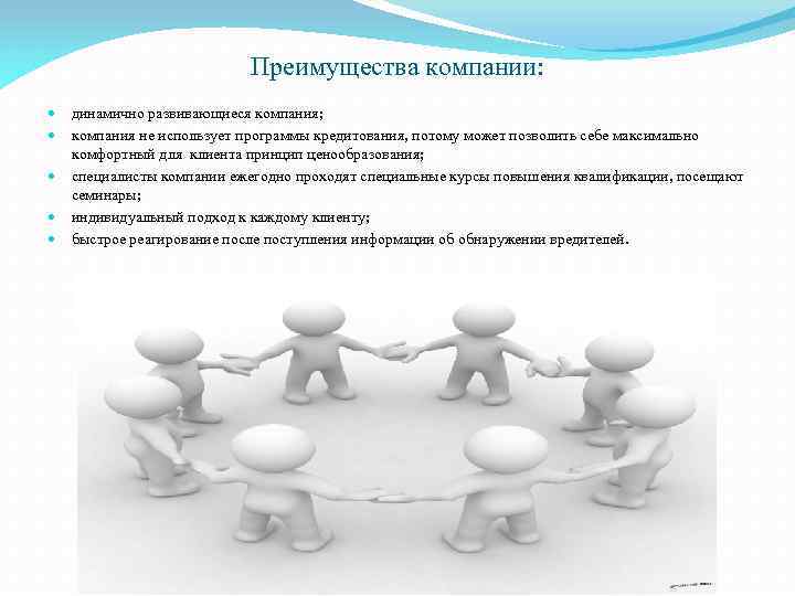 Преимущества компании: динамично развивающиеся компания; компания не использует программы кредитования, потому может позволить себе