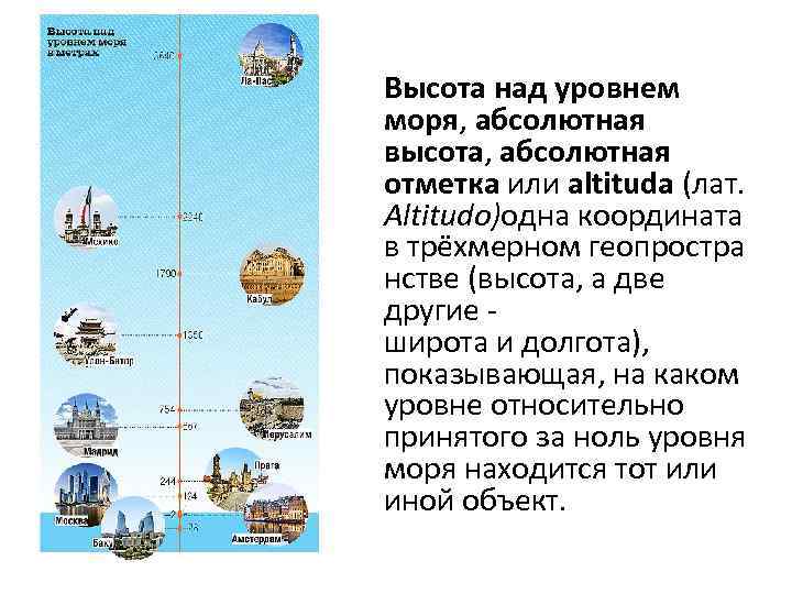 Высота городов над уровнем моря