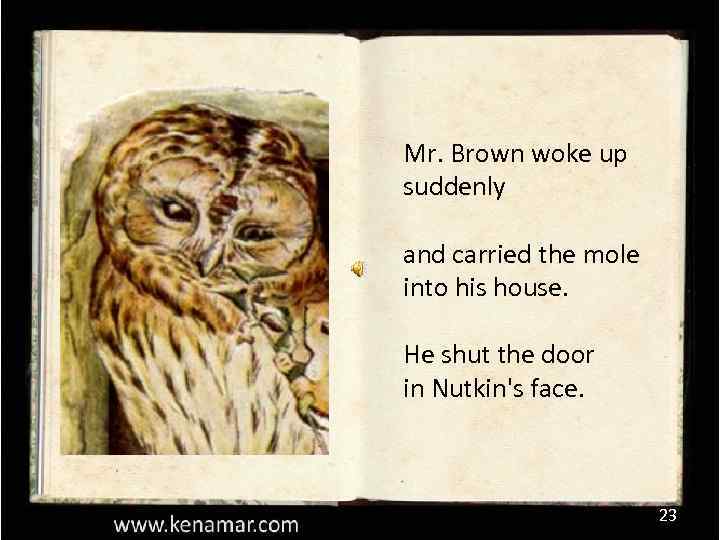 Mr. Brown woke up suddenly and carried the mole into his house. He shut