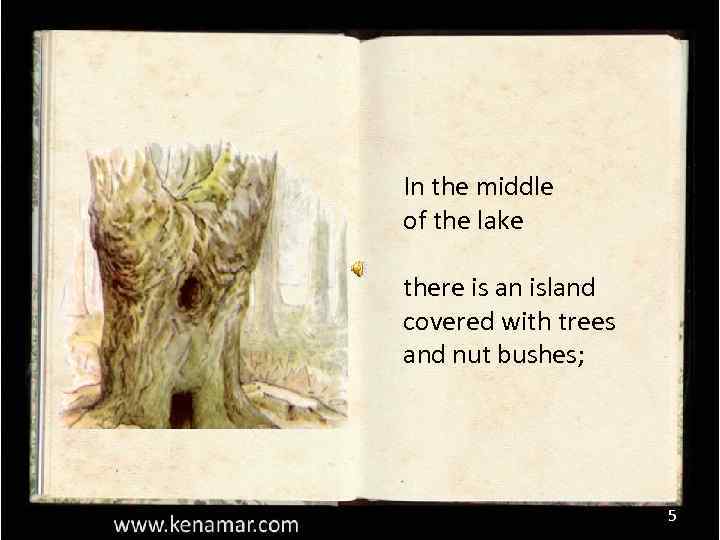 In the middle of the lake there is an island covered with trees and