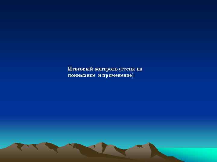 Итоговый контроль (тесты на понимание и применение) 