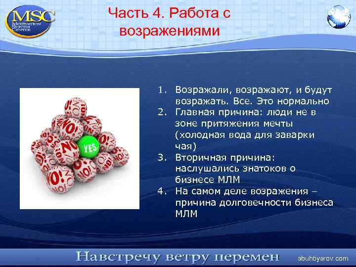 Часть 4. Работа с возражениями 1. Возражали, возражают, и будут возражать. Все. Это нормально