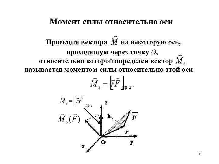 Проекции момента на оси