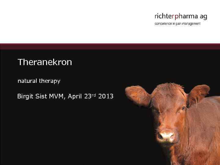 Theranekron natural therapy Birgit Sist MVM, April 23 rd 2013 1 