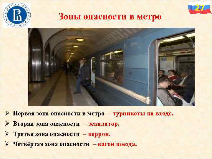 Зоны опасности в метро Ø Первая зона опасности в метро – турникеты на входе.