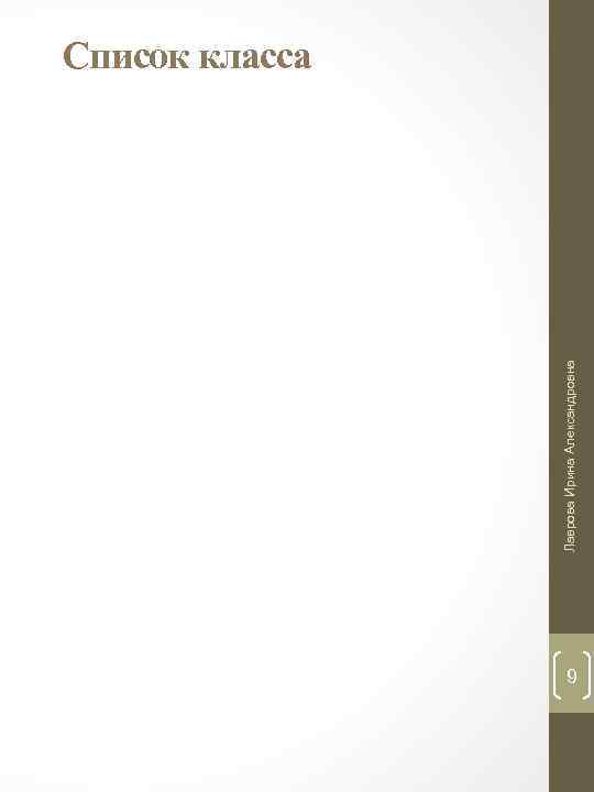Лаврова Ирина Александровна Список класса 9 
