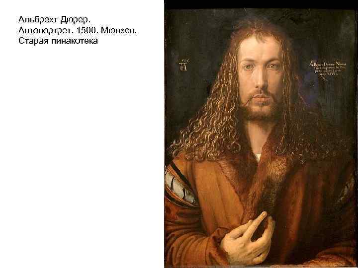 Альбрехт Дюрер. Автопортрет. 1500. Мюнхен, Старая пинакотека 