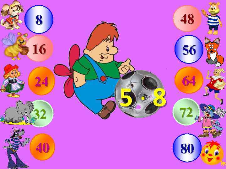 8 48 16 56 24 64 32 40 5· 8 72 80 