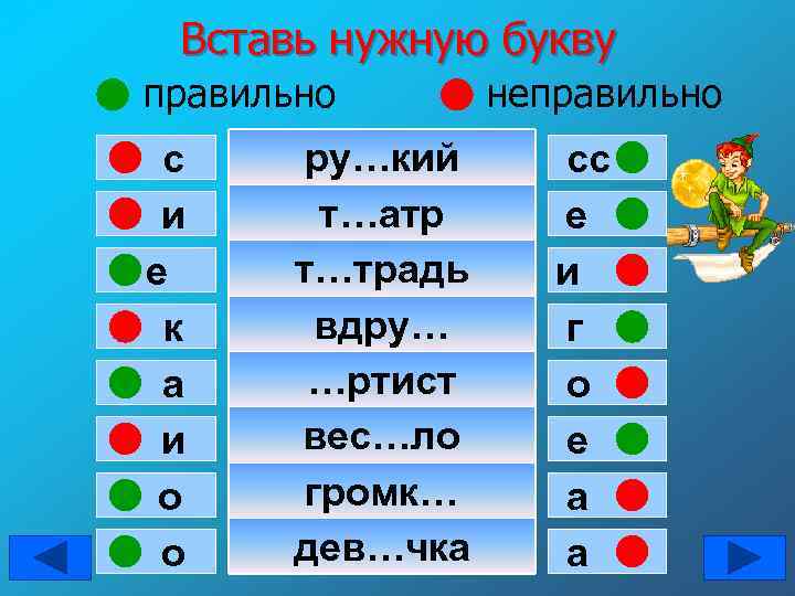 Вставь нужную букву правильно с и е к а и о о ру…кий т…атр