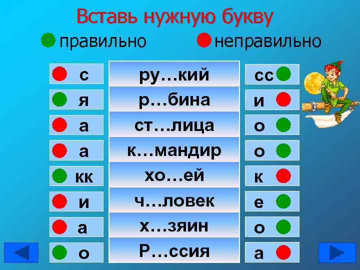 Вставь нужную букву правильно с я а а кк и а о неправильно ру…кий