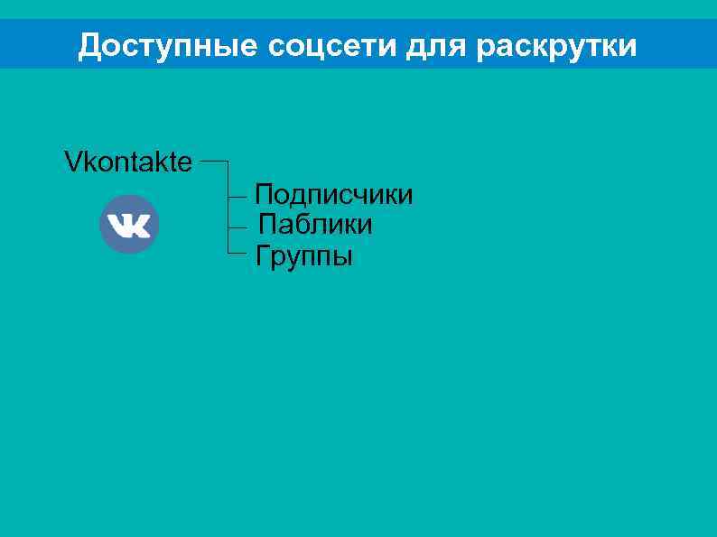 Доступные соцсети для раскрутки Vkontakte Подписчики Паблики Группы 