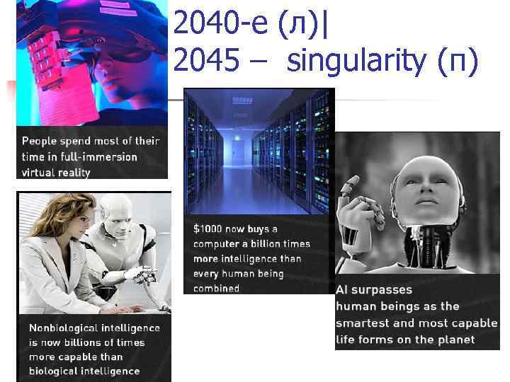 2040 -е (л)| 2045 – singularity (п) 