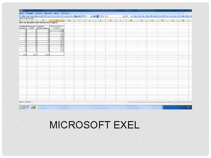 MICROSOFT EXEL 