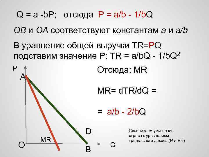 Q = a -b. P; отсюда P = a/b - 1/b. Q ОB и