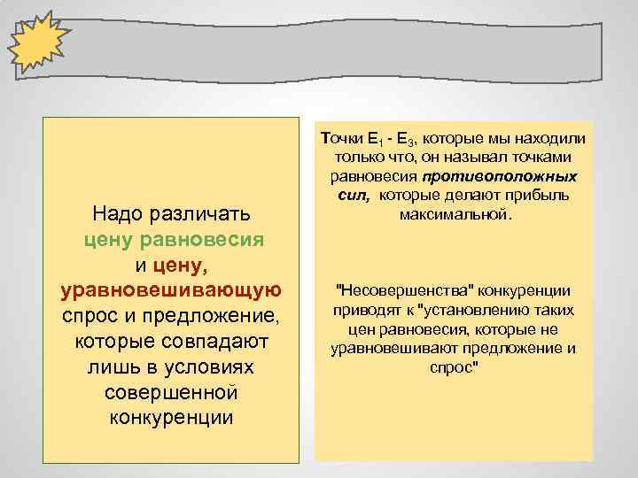 Надо различать цену равновесия и цену, уравновешивающую спрос и предложение, которые совпадают лишь в