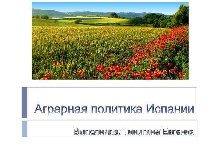 Выполнила: Тинигина Евгения 