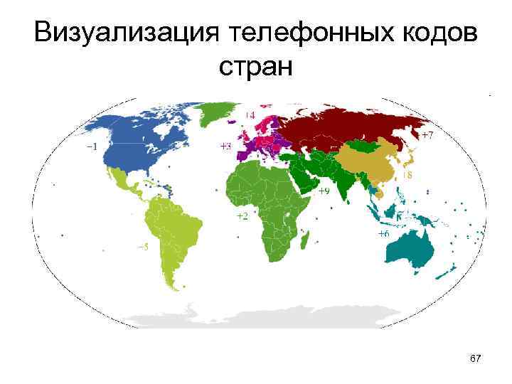 Визуализация телефонных кодов стран 67 
