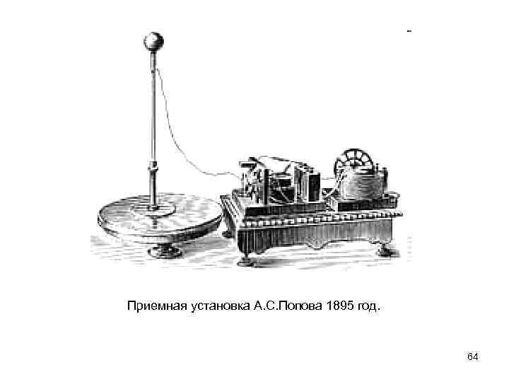 Приемная установка А. С. Попова 1895 год. 64 