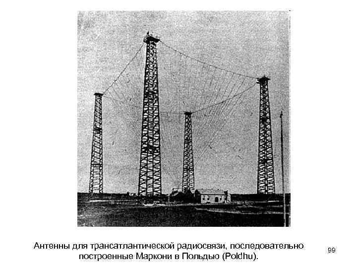 Антенны для трансатлантической радиосвязи, последовательно построенные Маркони в Польдью (Poldhu). 99 