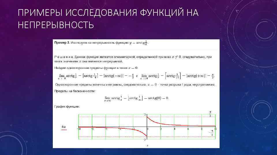 ПРИМЕРЫ ИССЛЕДОВАНИЯ ФУНКЦИЙ НА НЕПРЕРЫВНОСТЬ 