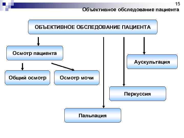 Схема объективного обследования больного