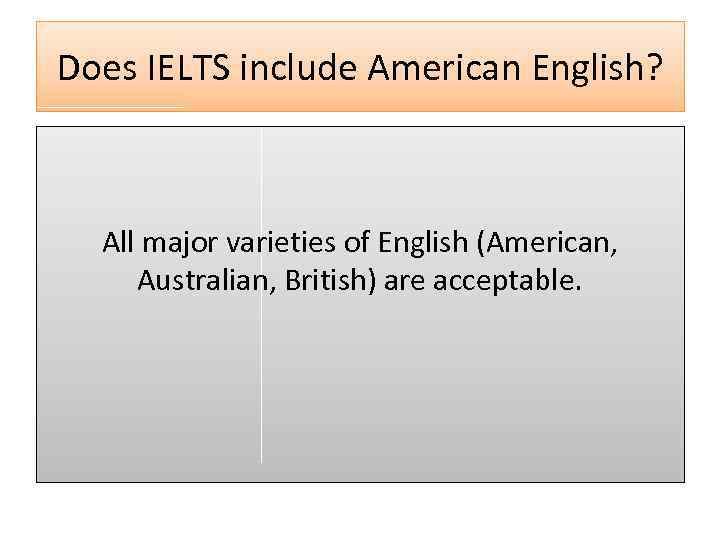 Does IELTS include American English? All major varieties of English (American, Australian, British) are