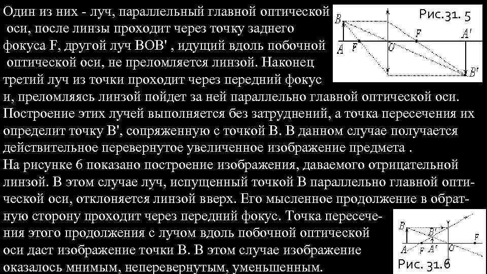 Изображение предмета на главной оптической оси. Лучи параллельные побочной оптической оси. Побочная оптическая ось построение. Лучи параллельно побочной оптической оси. Луч идущий параллельно главной оптической оси.