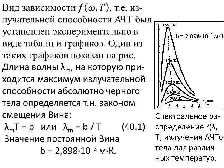  b = 2, 898· 10– 3 м·К. Спектральное распределение r(λ, T) излучения АЧТо