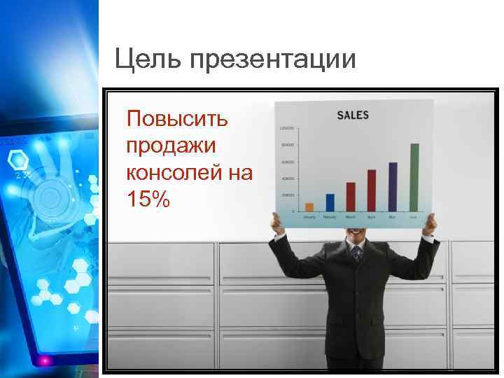 Цель презентации Повысить продажи консолей на 15% 