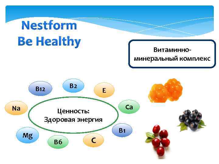 Nestform Be Healthy В 2 B 12 Na Витаминноминеральный комплекс Е Ценность: Здоровая энергия