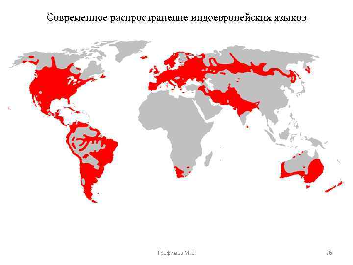 Современное распространение индоевропейских языков Трофимов М. Е. 36 