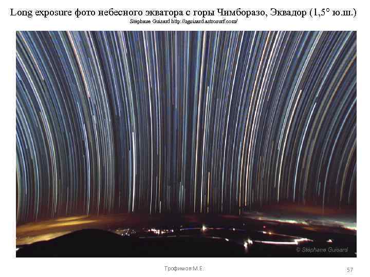 Long exposure фото небесного экватора с горы Чимборазо, Эквадор (1, 5° ю. ш. )