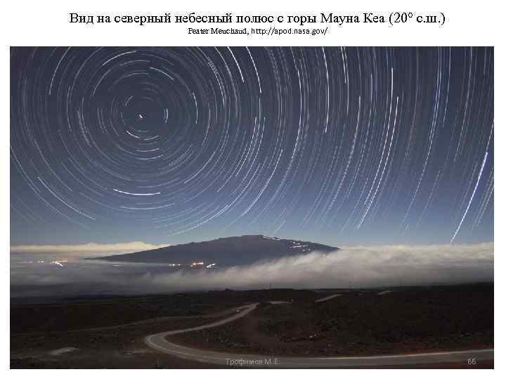 Вид на северный небесный полюс с горы Мауна Кеа (20° с. ш. ) Peater