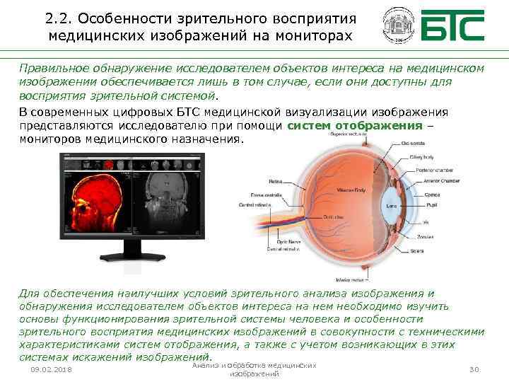 2. 2. Особенности зрительного восприятия медицинских изображений на мониторах Правильное обнаружение исследователем объектов интереса