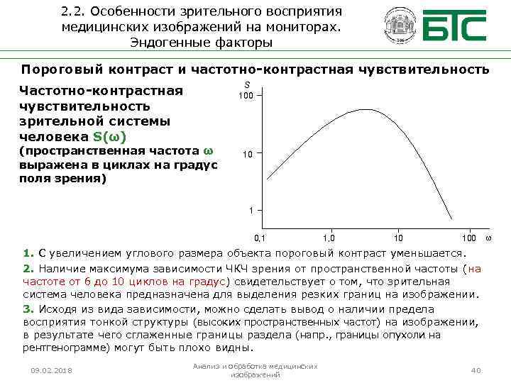 2. 2. Особенности зрительного восприятия медицинских изображений на мониторах. Эндогенные факторы Пороговый контраст и