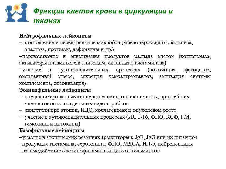 Функции клеток крови в циркуляции и тканях Нейтрофильные лейкоциты – поглощение и переваривание микробов