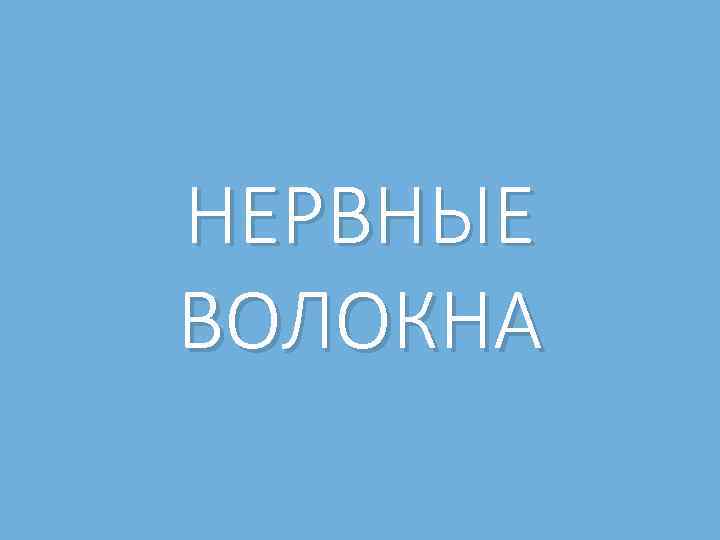 НЕРВНЫЕ ВОЛОКНА 