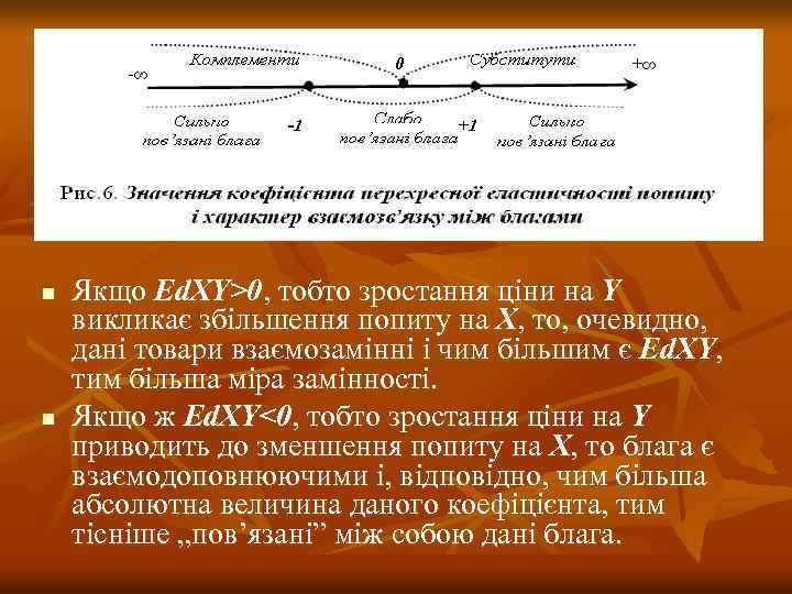 n n Якщо Ed. XY>0, тобто зростання ціни на Y викликає збільшення попиту на