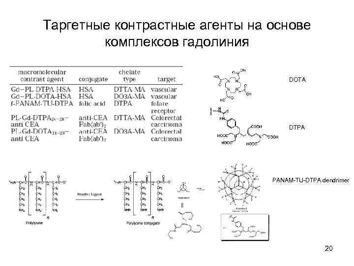 Таргетные контрастные агенты на основе комплексов гадолиния DOTA DTPA PANAM-TU-DTPA dendrimer 20 