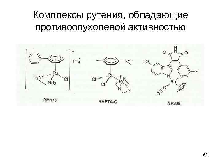 Комплексы рутения, обладающие противоопухолевой активностью 60 