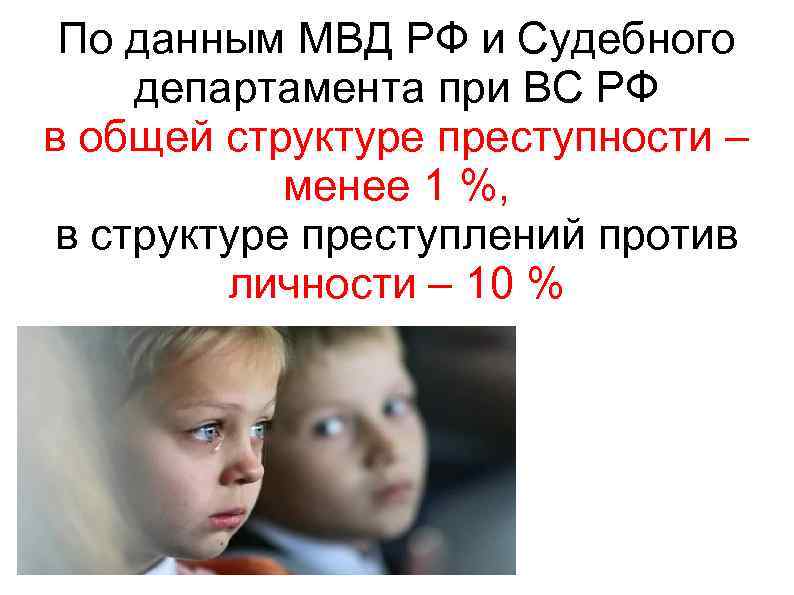 По данным МВД РФ и Судебного департамента при ВС РФ в общей структуре преступности